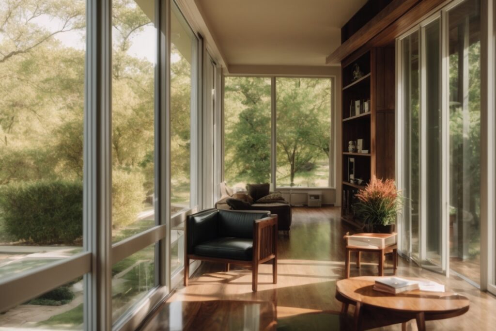 Dallas home with Metro Mirage Minimizer Low-E Glass Film on windows, reflecting sunlight, saving energy