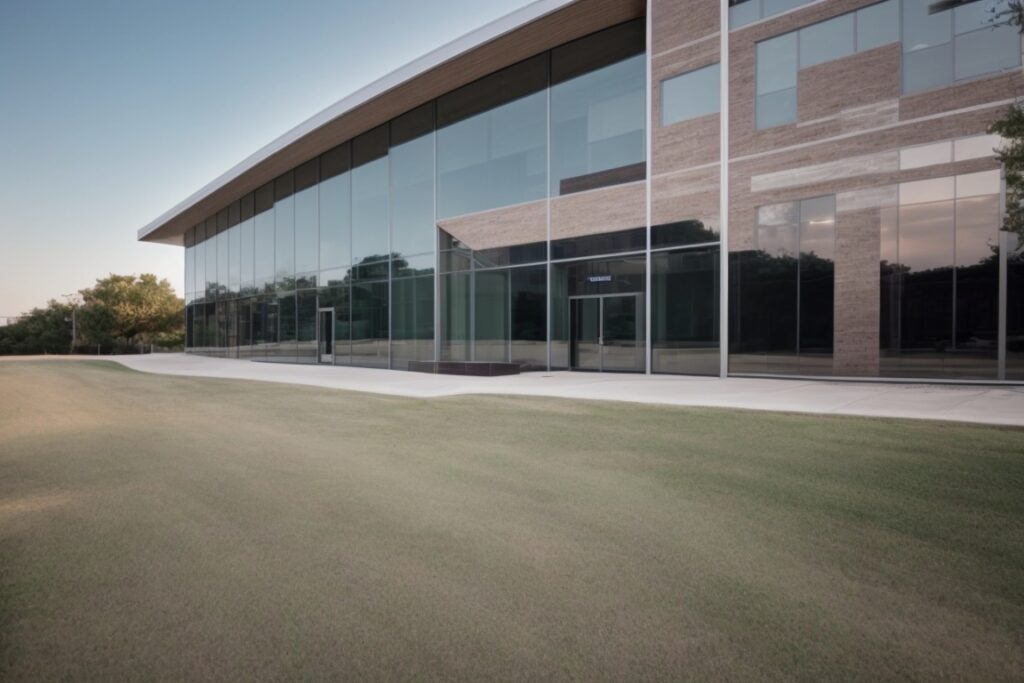 Dallas office with sleek commercial window film reducing glare