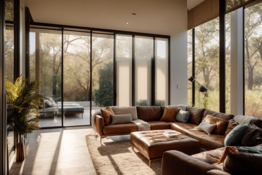 Dallas home interior with sunlight filtering through fade prevention window film