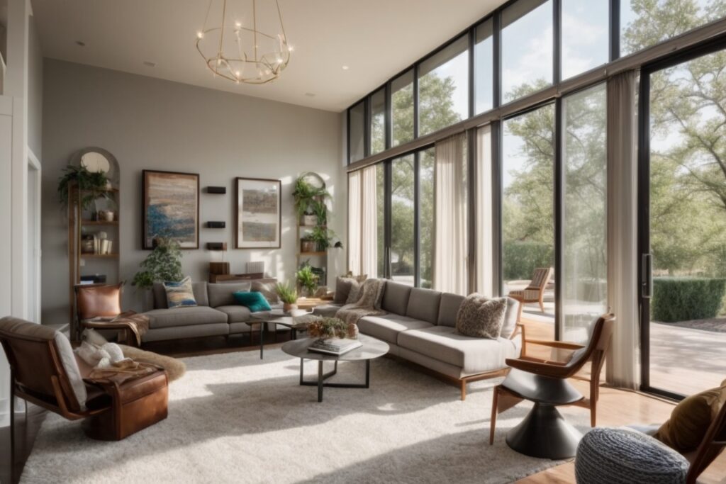 Dallas home interior with glare reduction window film applied