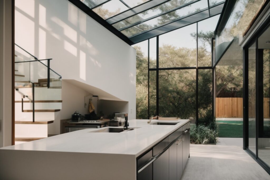 Dallas home interior with opaque windows for privacy