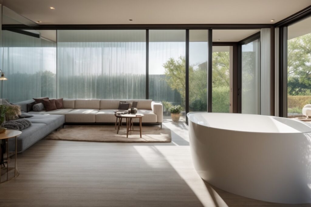 Dallas home interior with frosted privacy window films