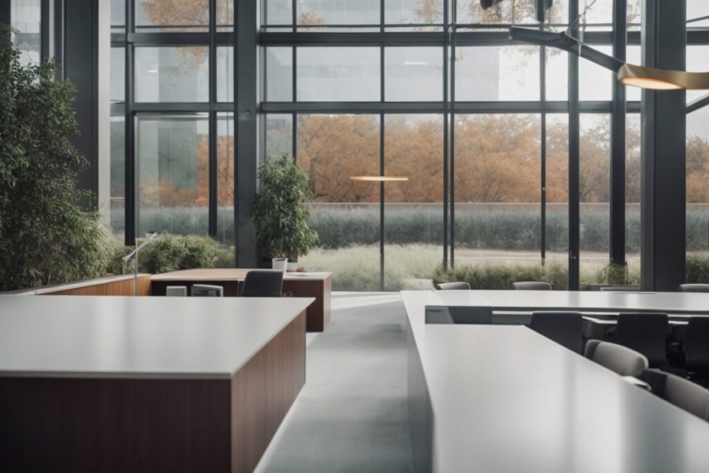 Modern office in Dallas with decorative frosted window film