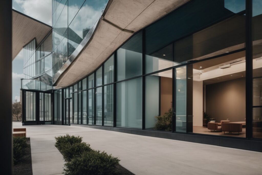 Modern Dallas commercial space with opaque windows for privacy and aesthetic enhancement