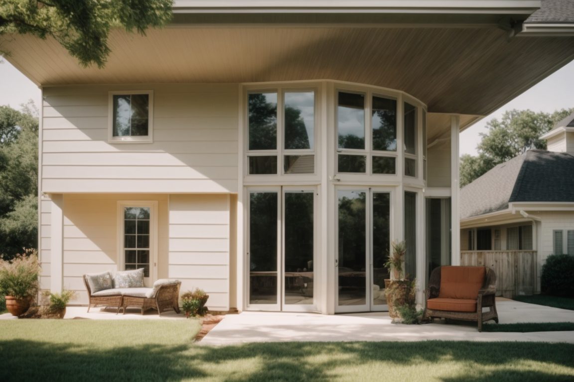 exterior of a house in Dallas with thermal window film during summer