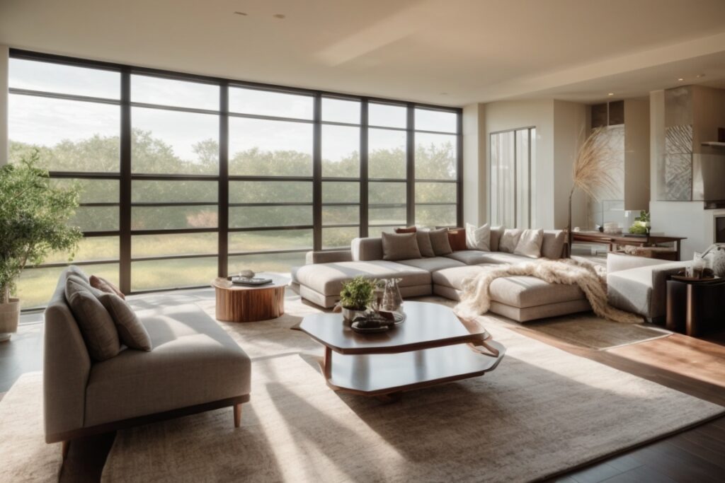 Dallas home interior lit by natural light with energy-efficient window film