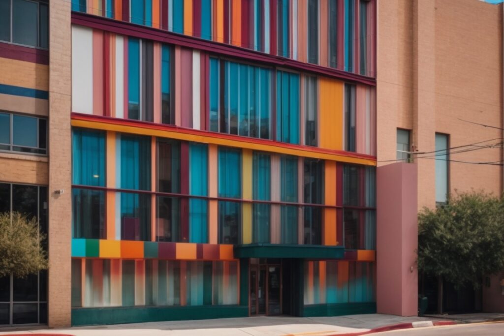 Colorful building wrapped in high-quality vinyl in Dallas Texas
