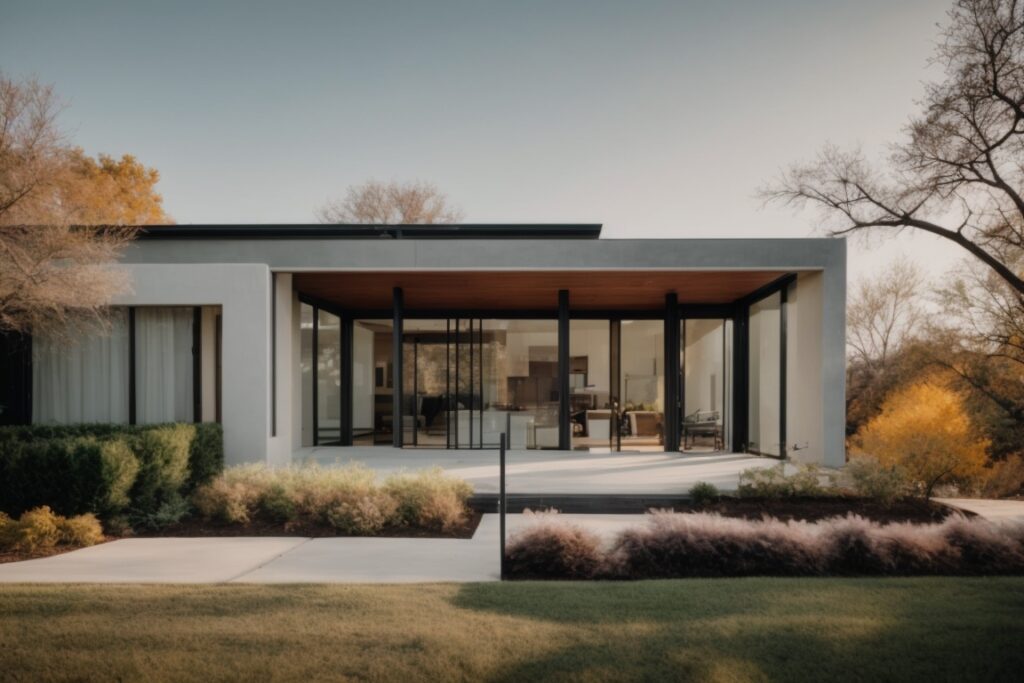 Dallas home with decorative opaque window tints and enhanced exterior