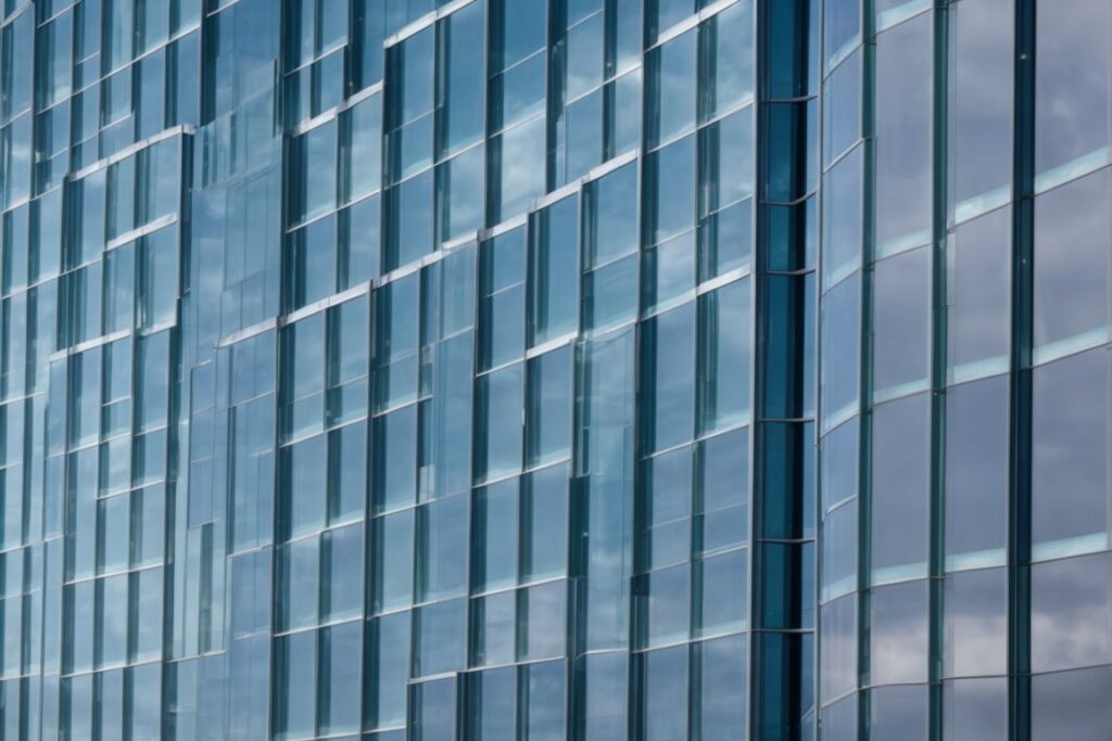 Dallas commercial building with solar control window film, preserving glass facade aesthetics