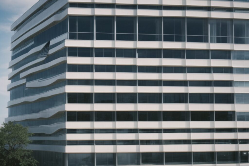 Historic Dallas building with energy efficient window film