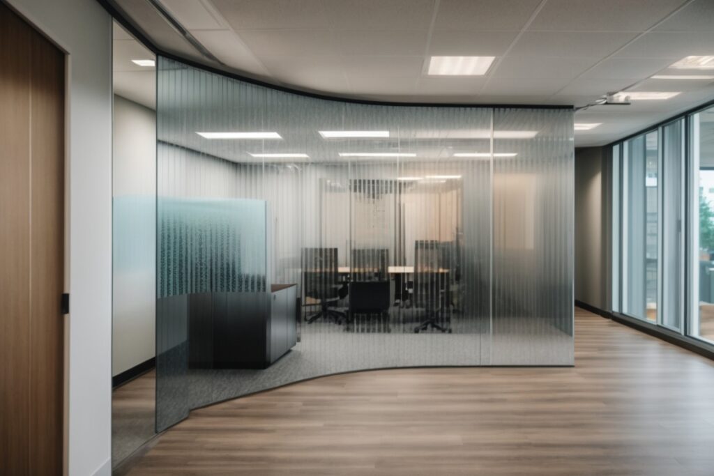 Dallas office with decorative window film enhancing privacy and light